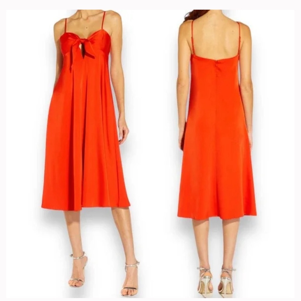 Aidan Mattox Tie Front A-line Midi Dress